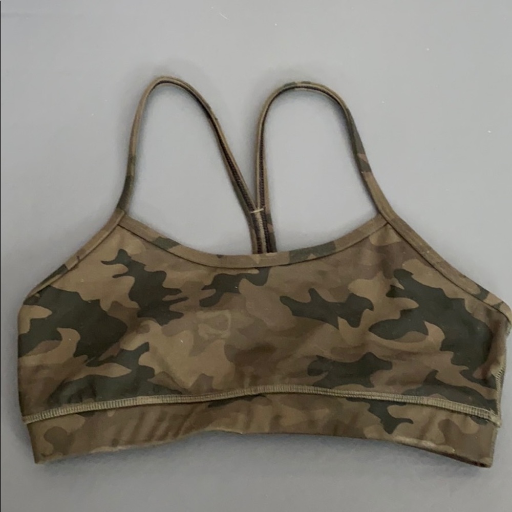 Green Camo Flow Y Sport Bra